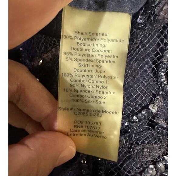 Alice + Olivia Mini Dress Blue Sequin Lace Strapless Peplum Pencil - Picture 10 of 10